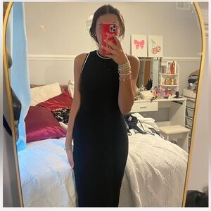 Zara Black and White Knit Midi Dress XS